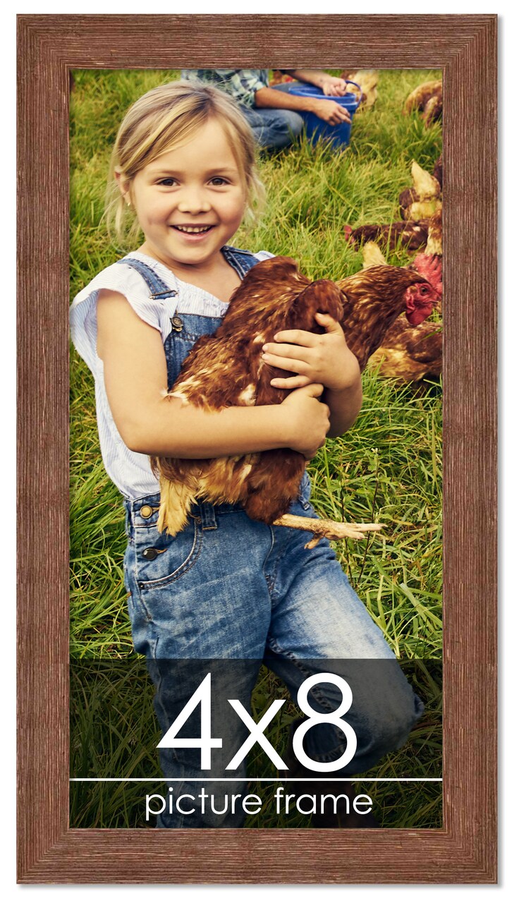 4x8 Wide Barnwood Picture Frame with UV-Resistant Acrylic & Acid Free Backing, Available in 6 Paint Finishes - Grey, Brown, White, and Black
